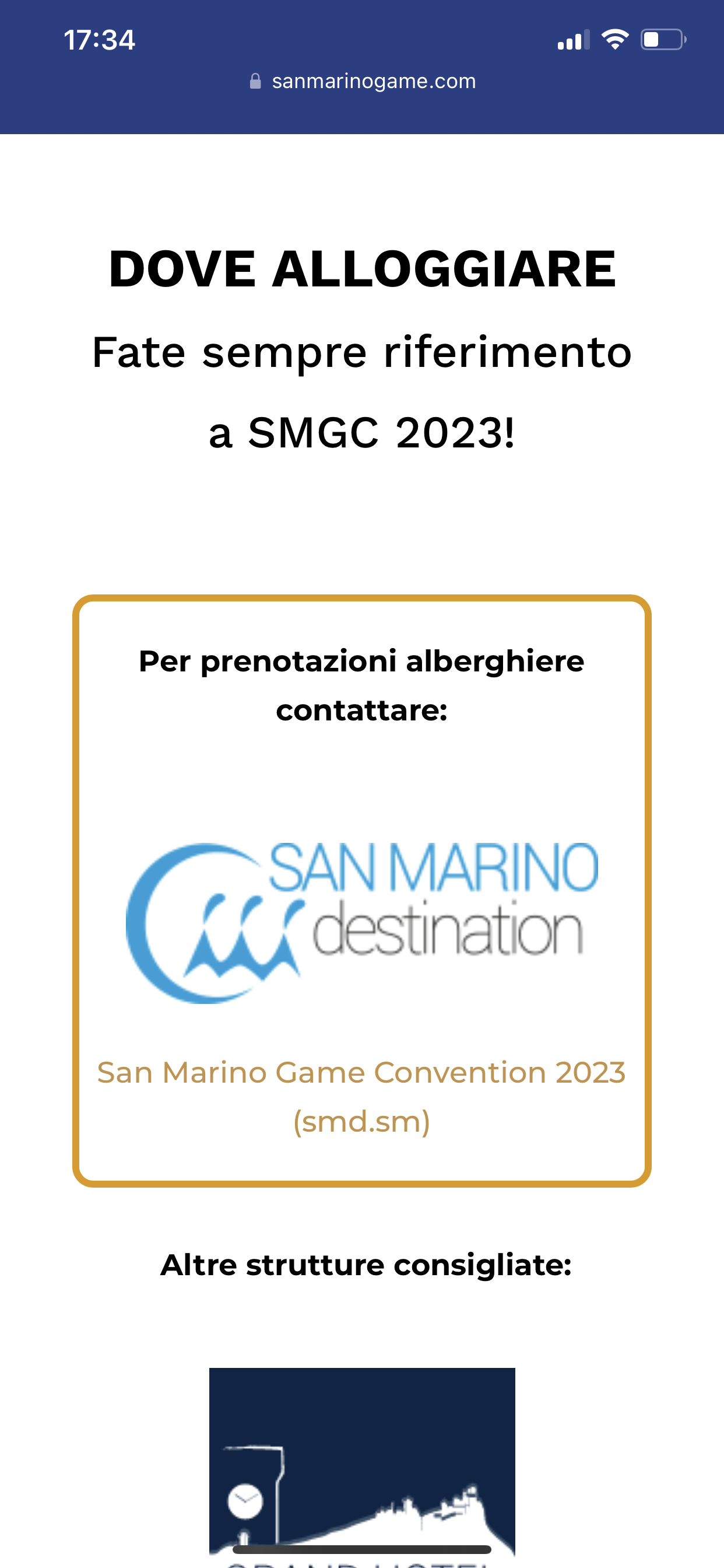 Prenotazioni Alberghiere | San Marino Game Convention